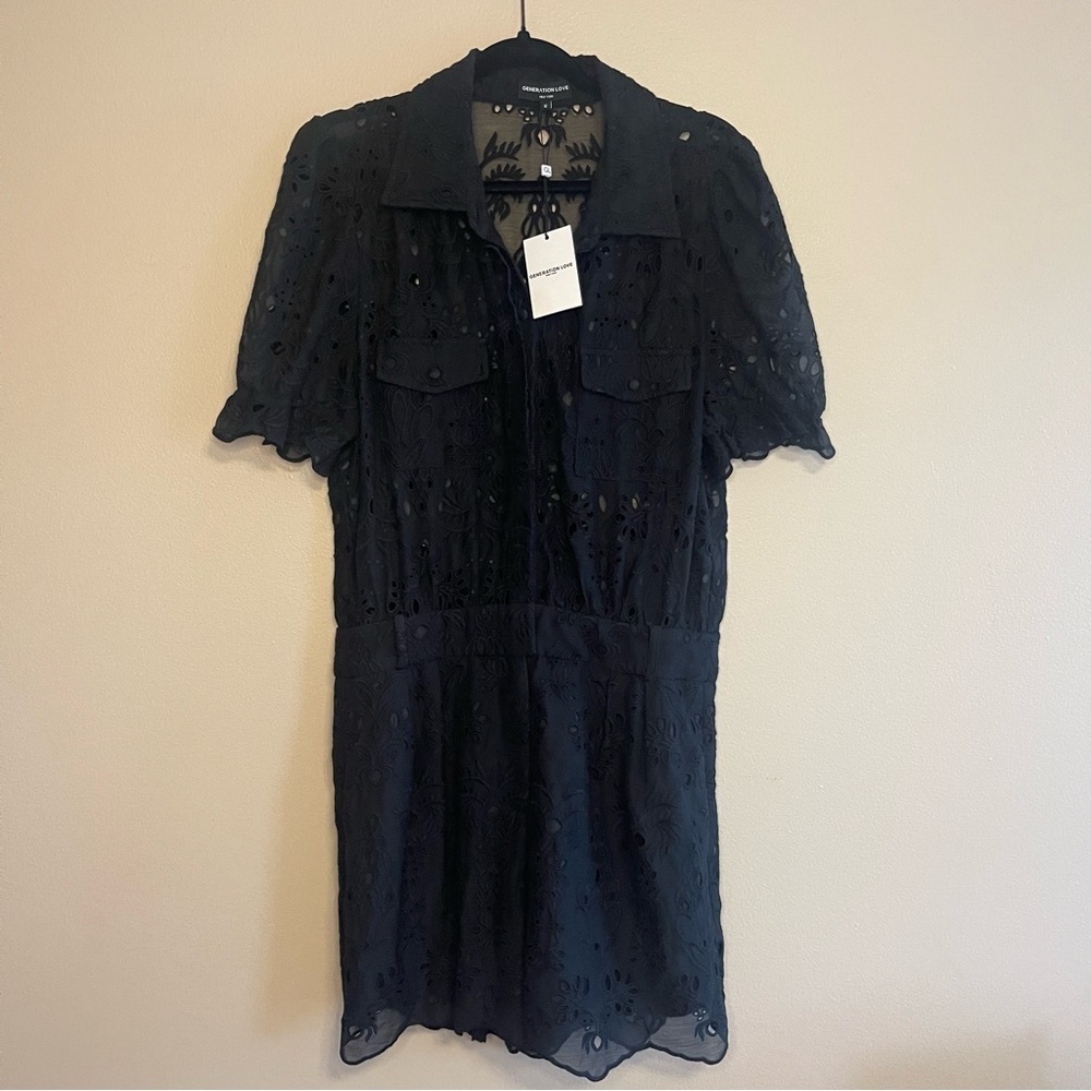 Generation Love New York black lace romper, size 12.